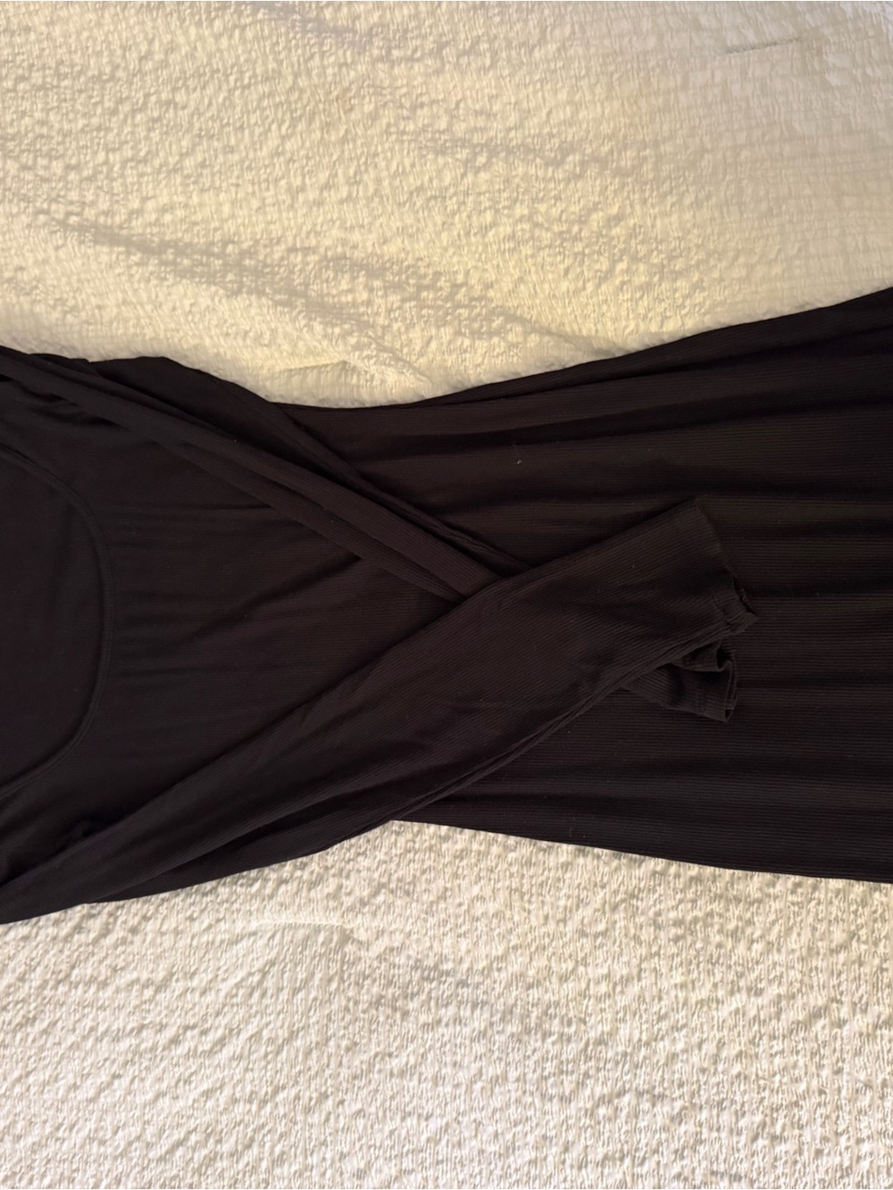 SKIMS Black Ribbed Long Sleeve Maxi Dress